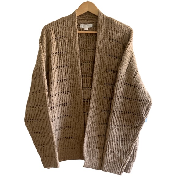 Spiritual Gangster Cassey Wool Blend Open Stitch Cardigan Tan Carmel Womens  NWT - Picture 15 of 16
